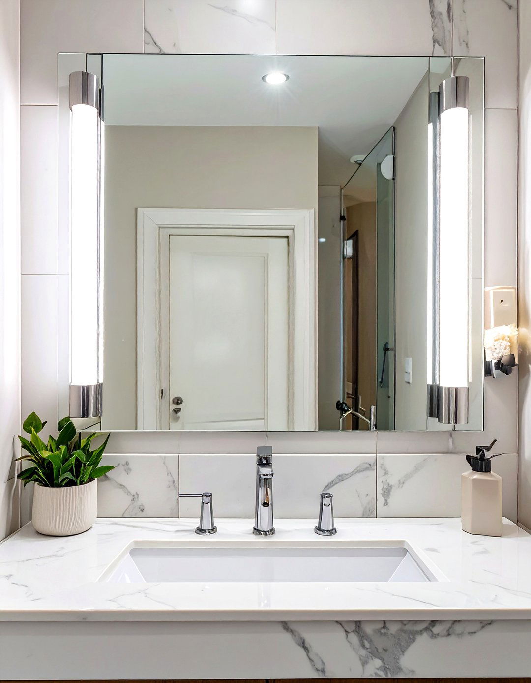 Vertical Sconces on Each Side of the Mirror - 30 vanity lighting ideas