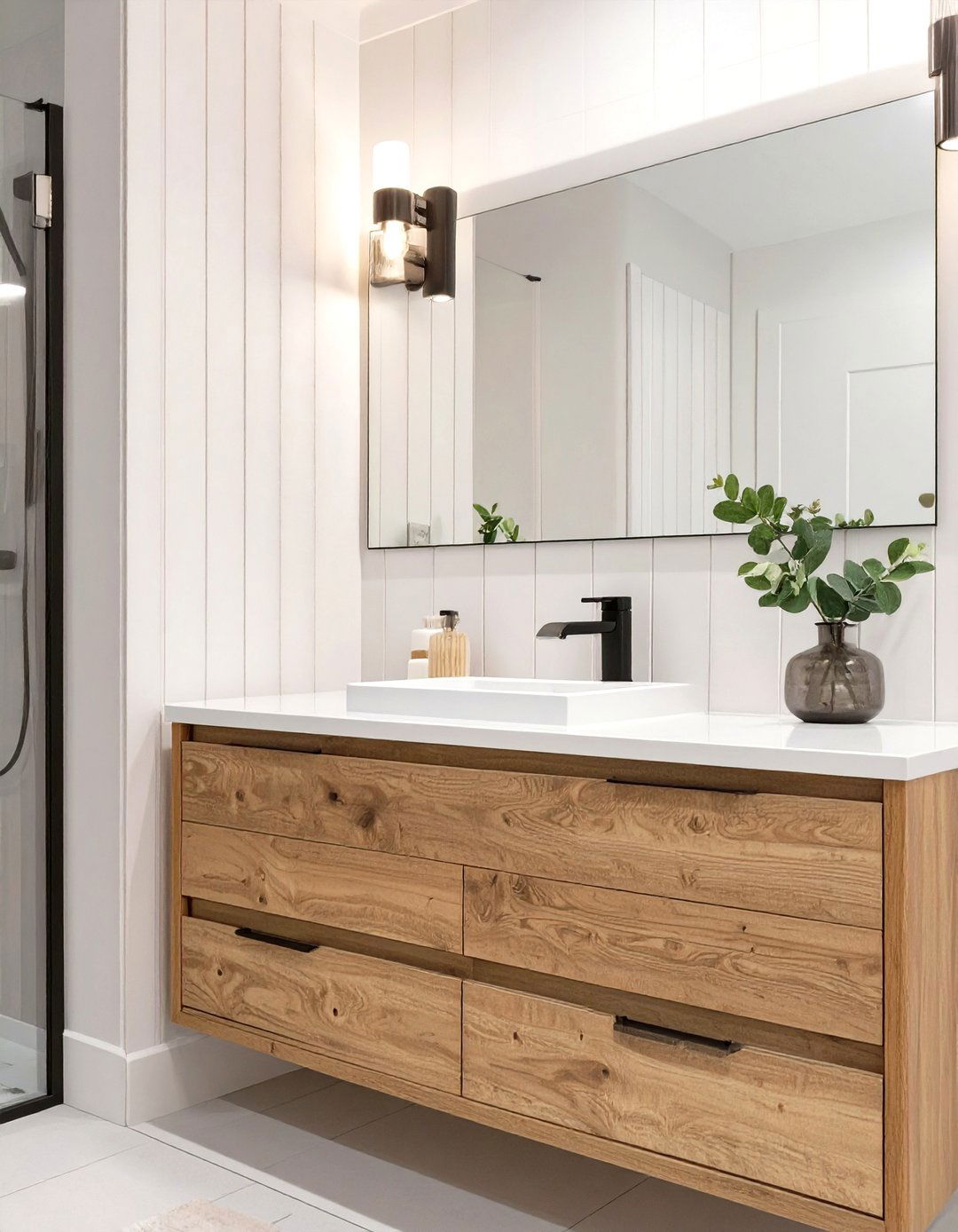 Vertical Shiplap Accent Wall - 30 small bathroom accent wall ideas