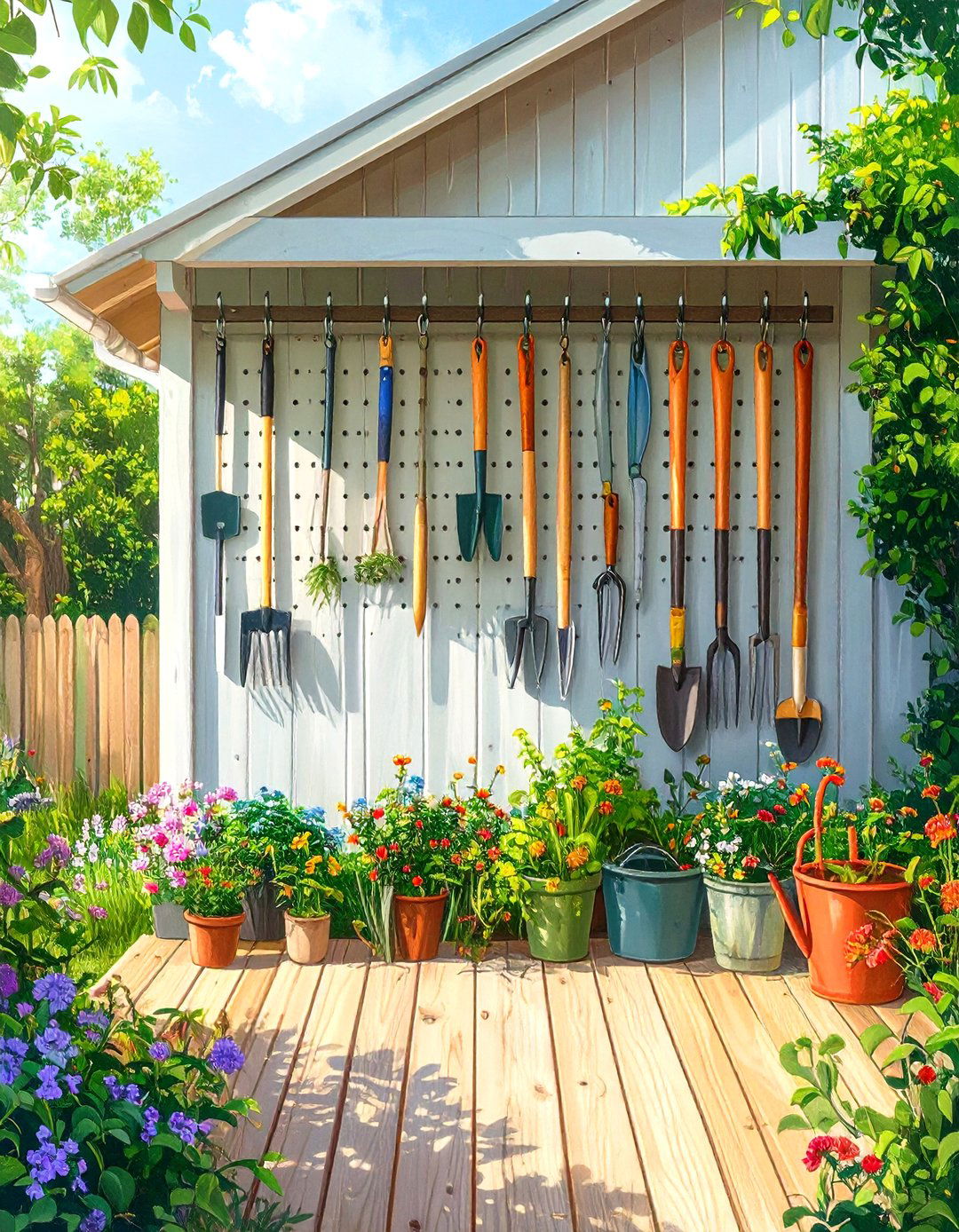 Vertical Slat Wall for Under Deck Organization - 30 under deck storage ideas