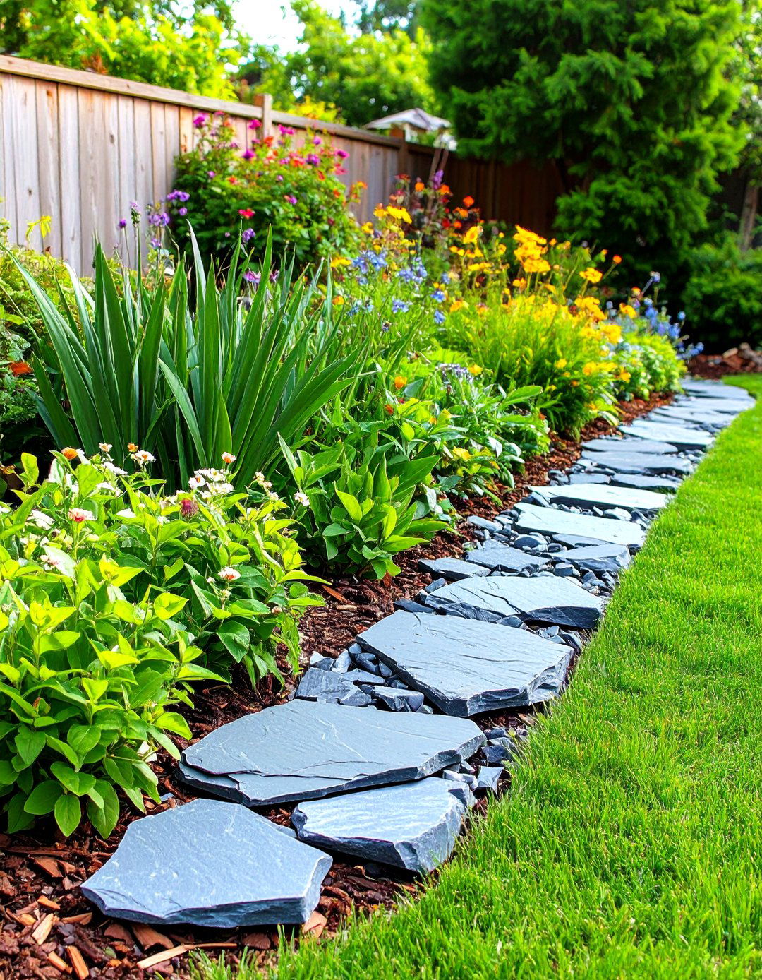 Vertical Slate Shingle Border - 30 landscaping border ideas