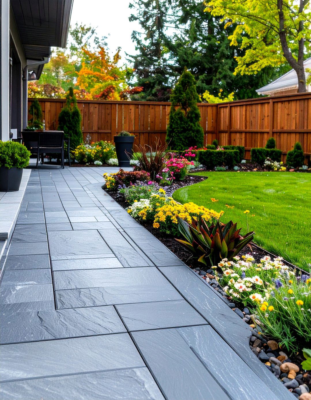 Vertical Slate Tile Patio Border - 30 patio border ideas