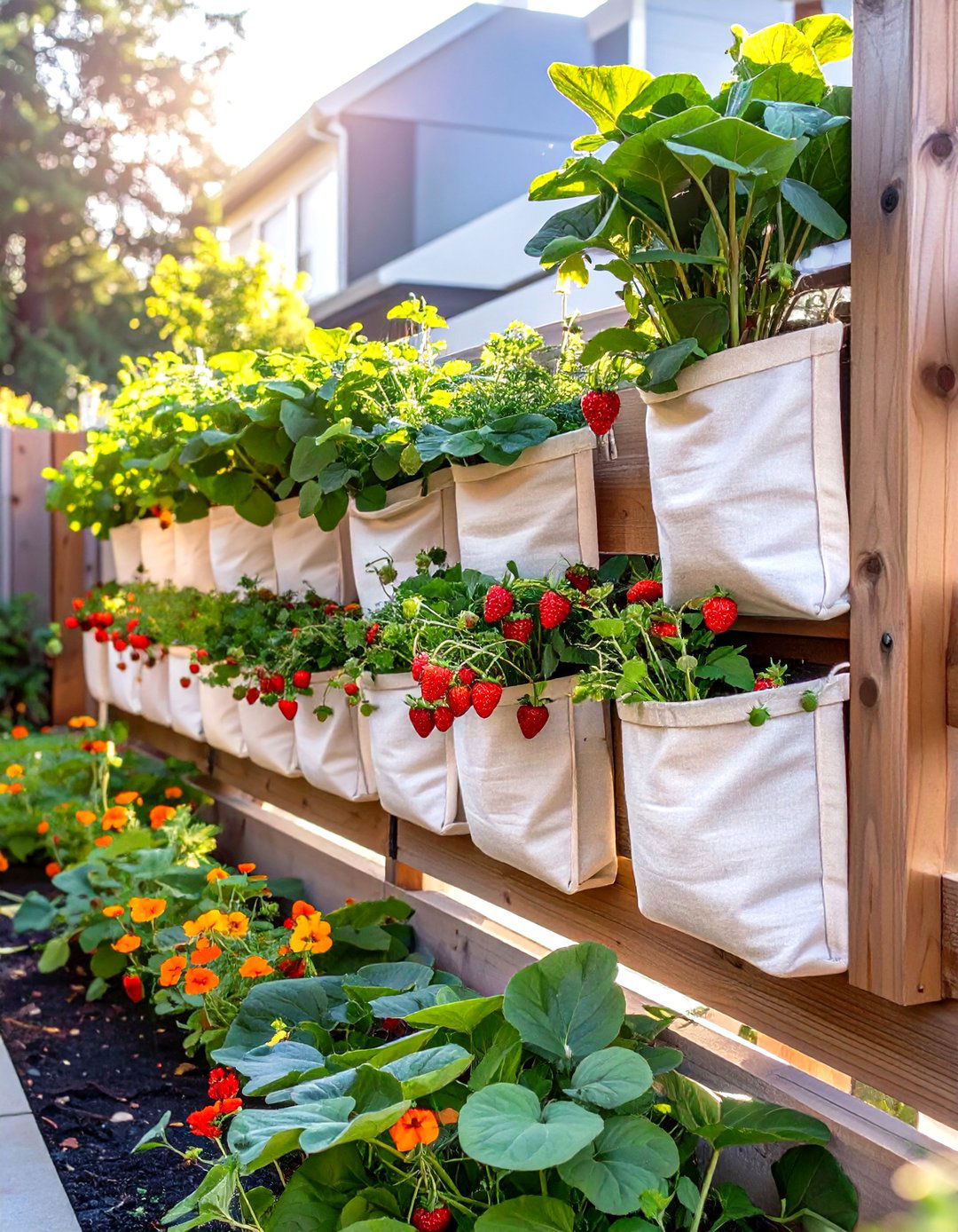 Vertical Small Backyard Vegetable Garden on a Fence - 30 small backyard backyard vegetable garden ideas