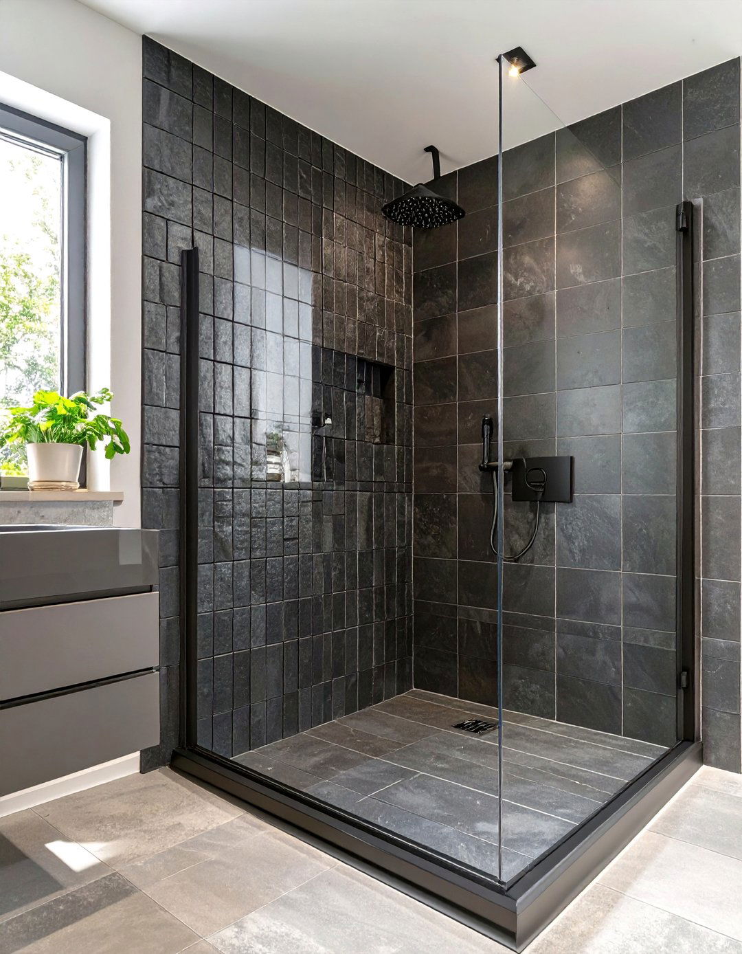 30 Black Shower Tile Ideas for a Bold Modern Bathroom - We Love Home Blog