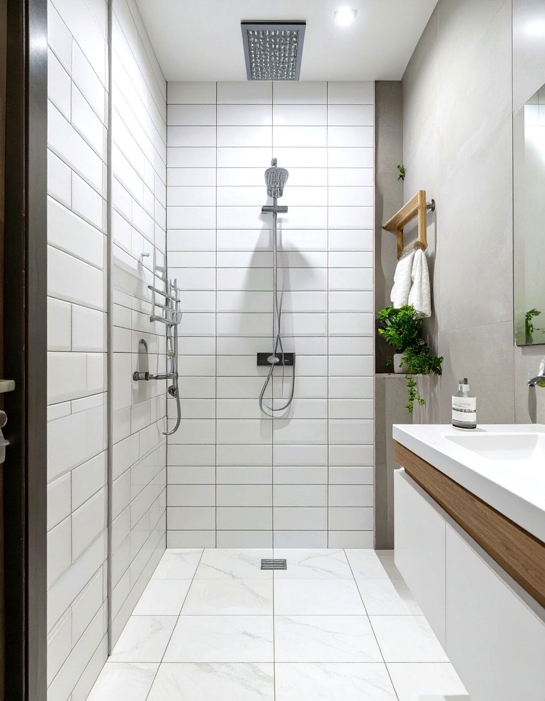 Vertical Stack Bond Shower Tile - 30 small shower tile ideas