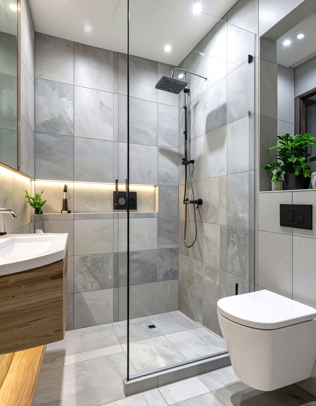 Vertical Stacked Tiles - 30 washroom and bathroom tiles design ideas