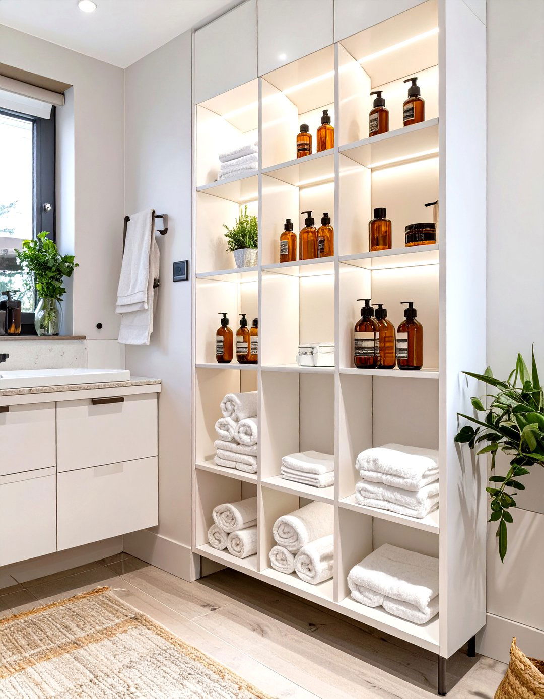 Vertical Storage with Narrow Cabinets - 30 small modern bathroom ideas