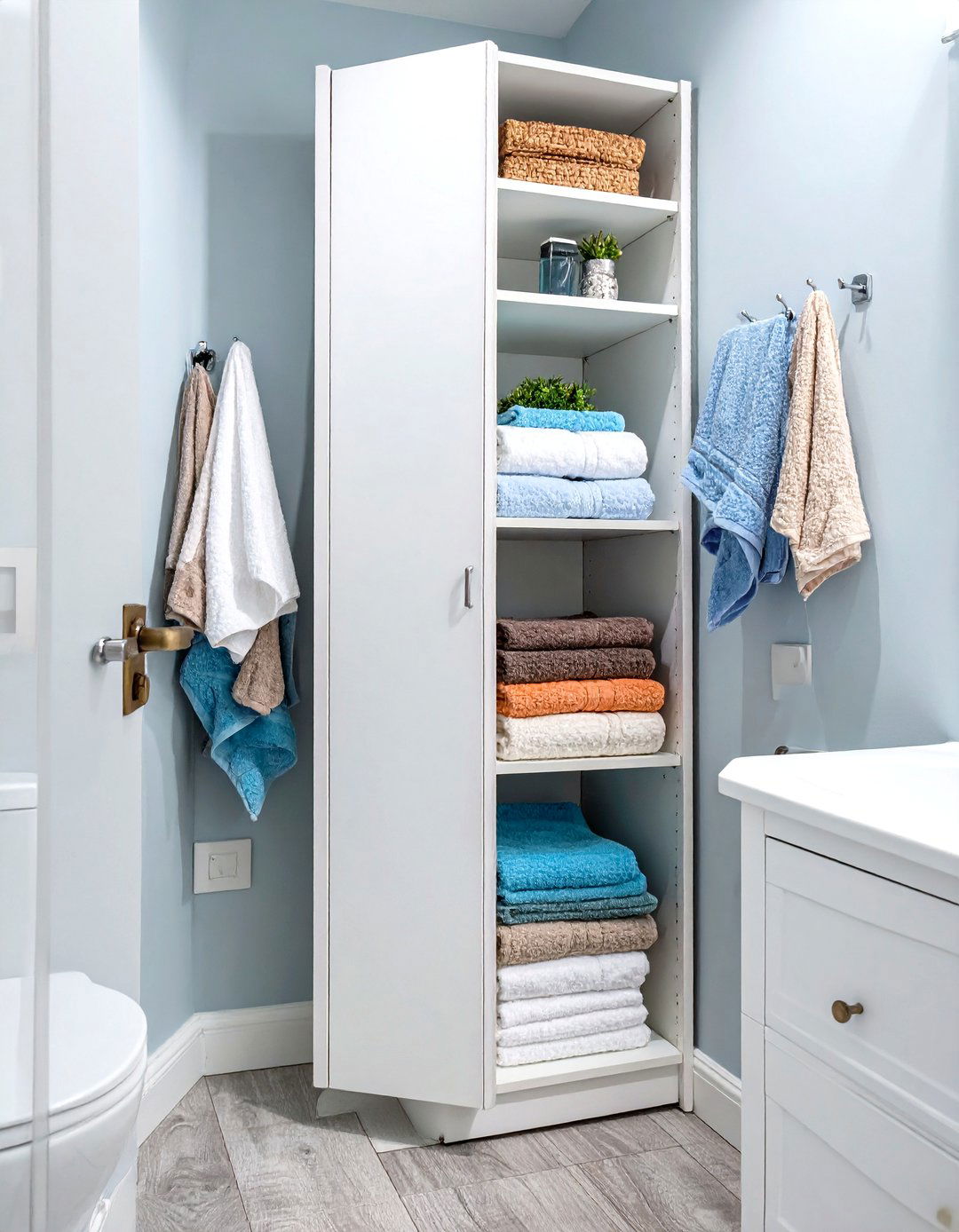 Vertical Storage with Narrow Cabinets - 30 small bathroom remodeling ideas