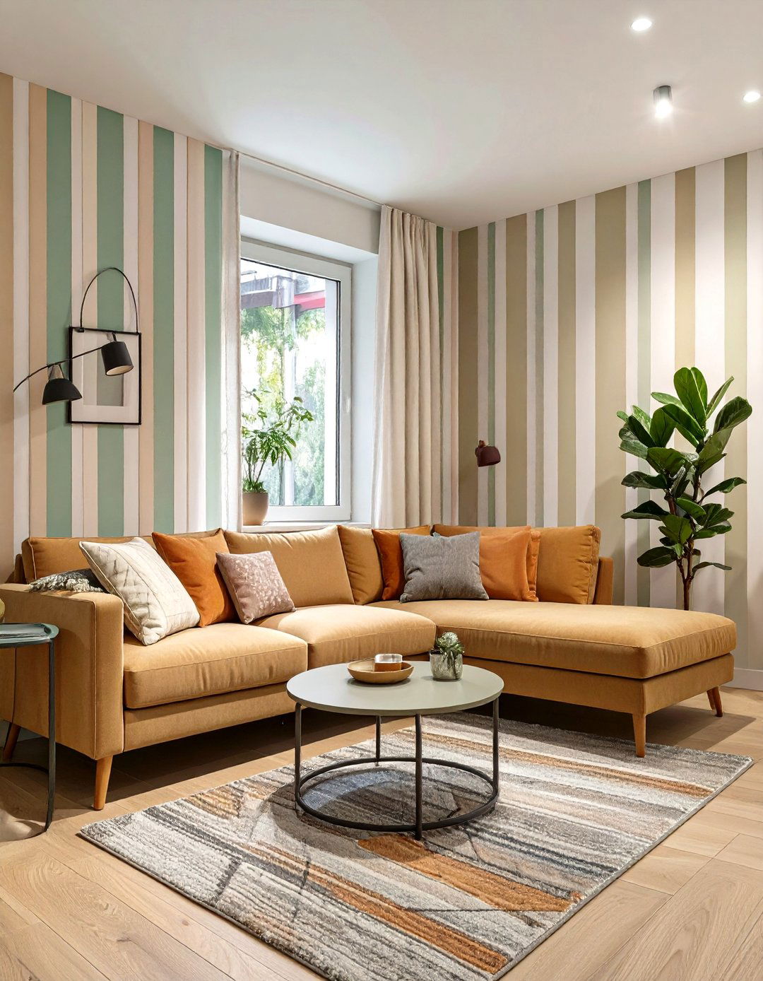 Vertical Striped Wallpaper for Height - 30 small narrow living room ideas
