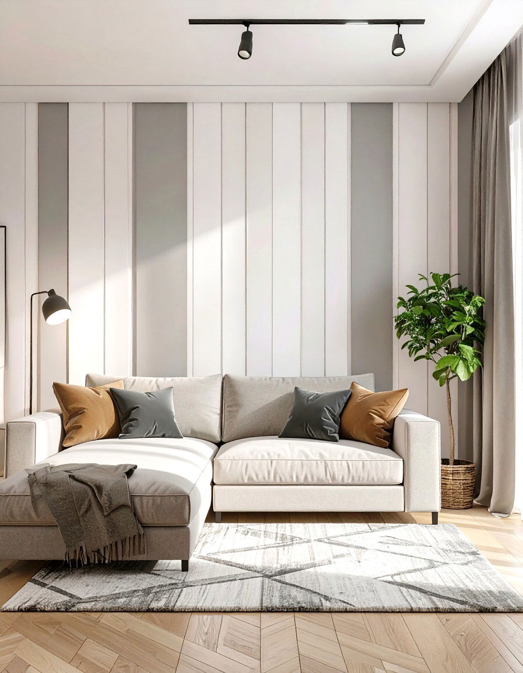 Vertical Stripes on an Accent Wall - 30 small family room ideas