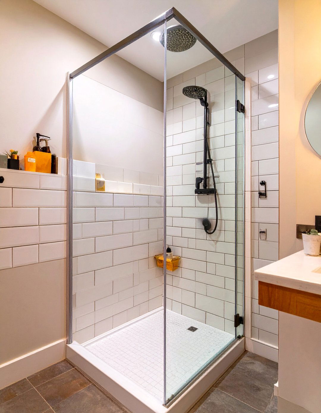 Vertical Tile Layout in a Small Walk In Shower - 30 small walk in shower ideas