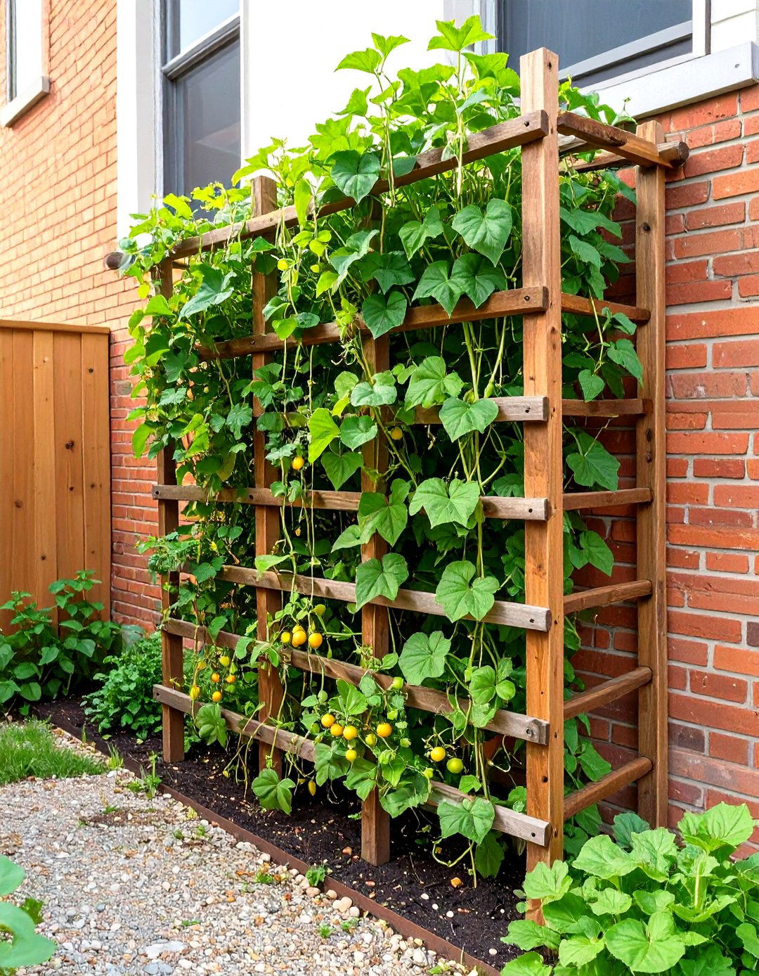 Vertical Vegetable Garden on a Trellis - 30 vegetable garden design ideas