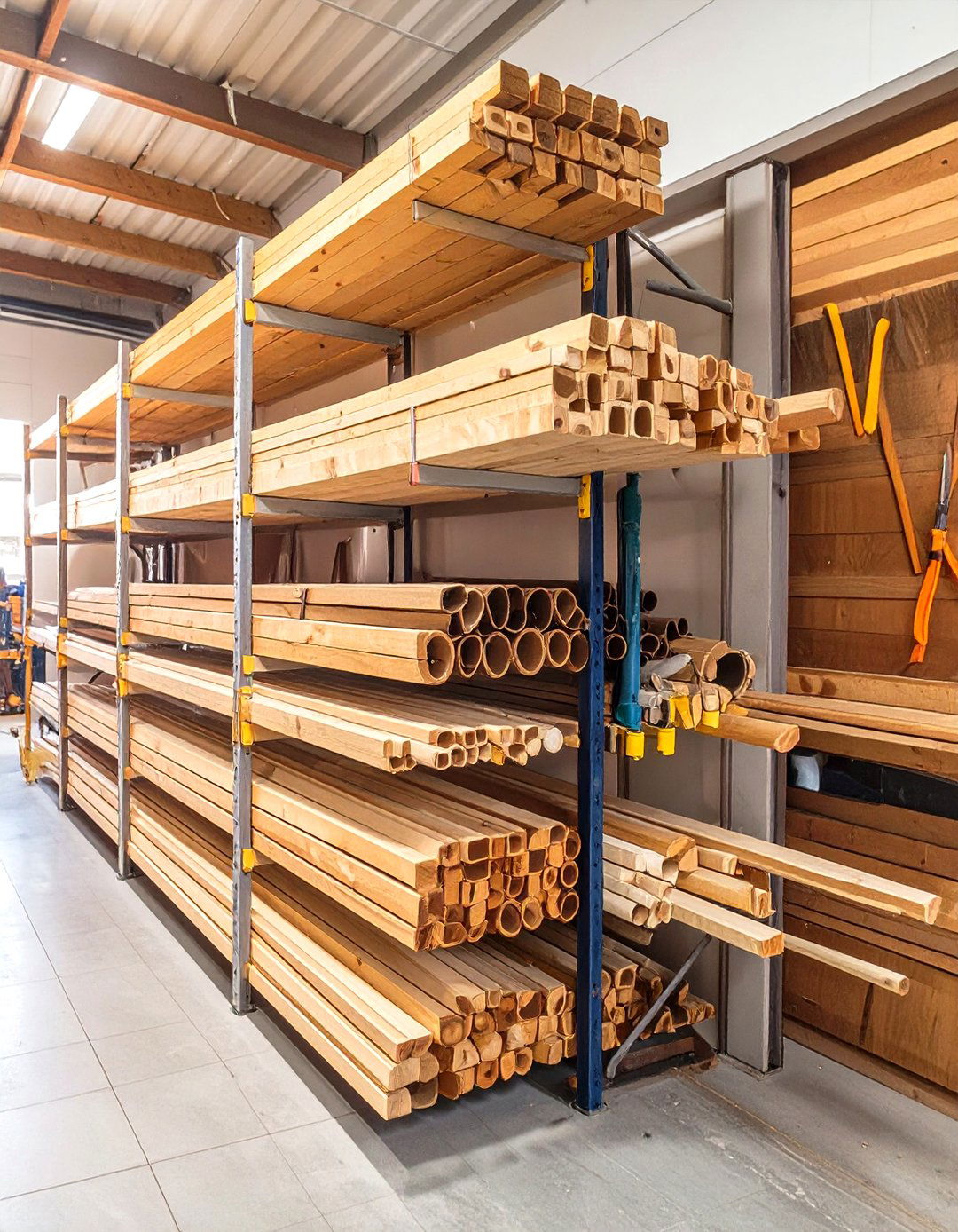 Vertical Wood Lumber Storage Rack - 30 wood garage storage ideas