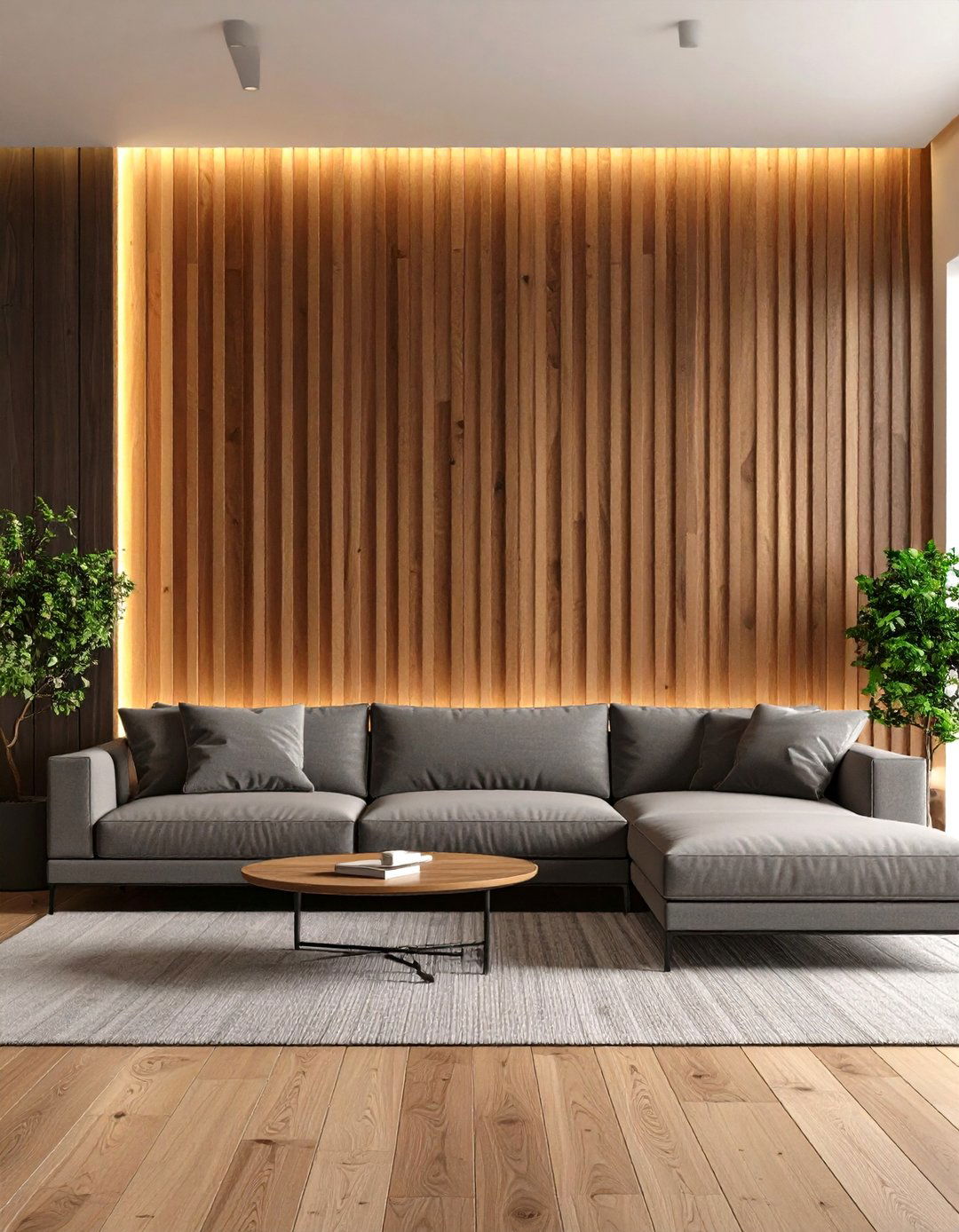 Vertical Wood Slat Living Room Wall - 30 accent wall ideas for living room