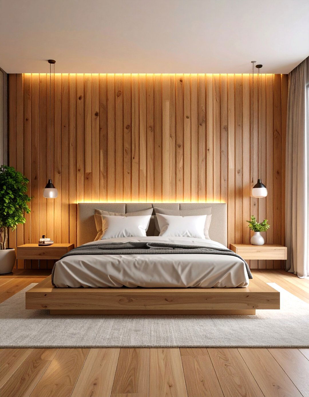 Vertical Wood Slat Wall - 30 accent wall ideas for bedroom