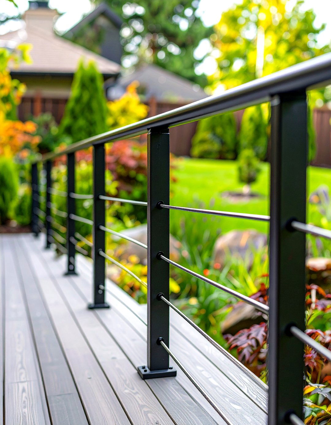Vertical and Horizontal Combination - 30 horizontal deck railing ideas