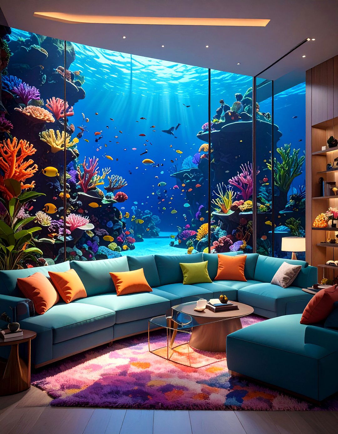 Vibrant Aquarium Living Room - 30 minecraft living room ideas