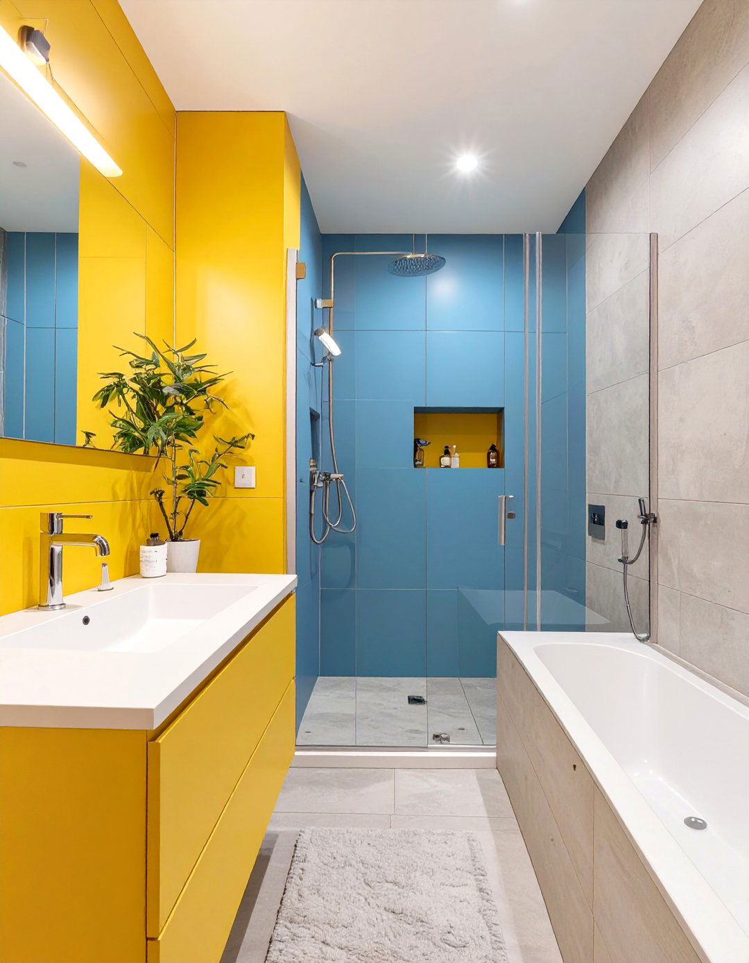 Vibrant Color Blocked Bathroom - 30 bathroom ideas small
