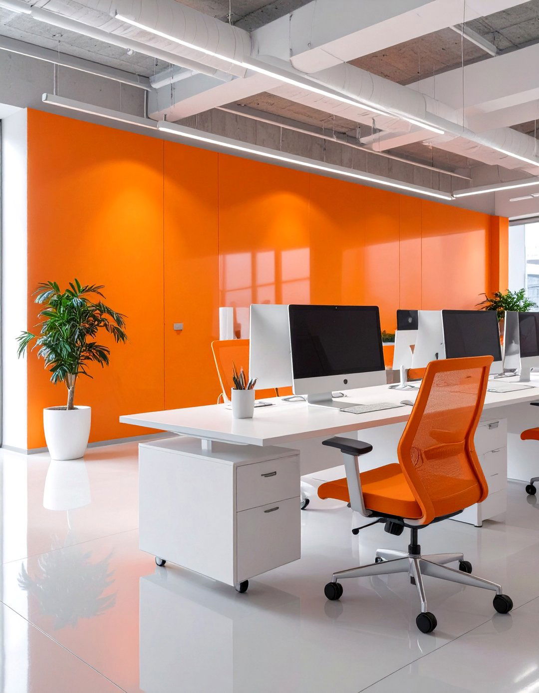 Vibrant Orange and White Innovation Hub - 30 office color ideas