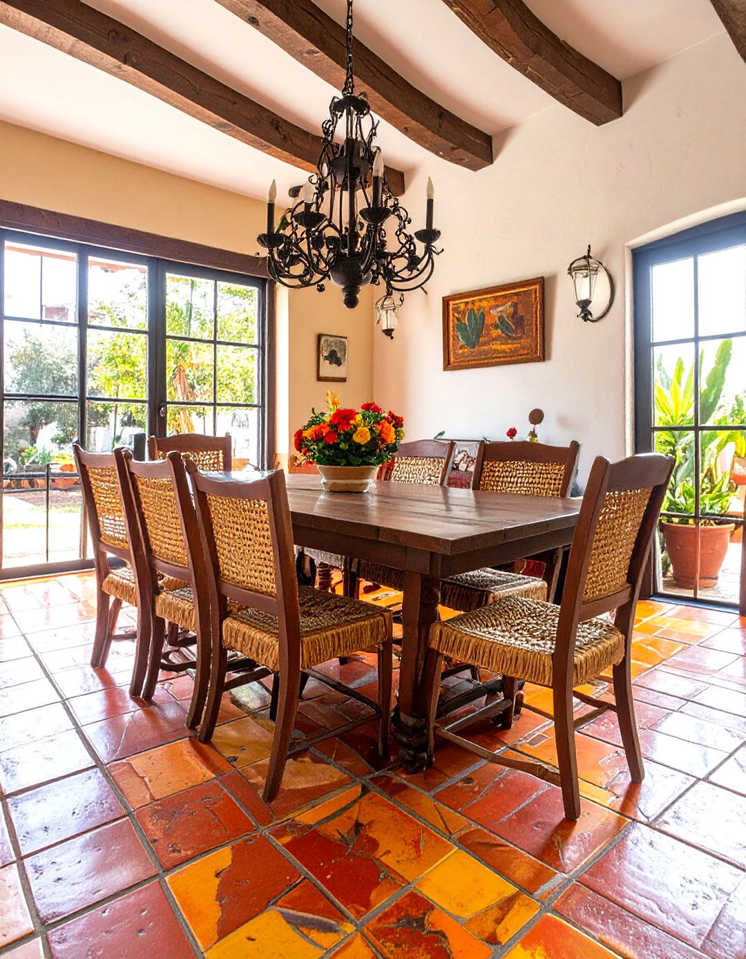 Vibrant Saltillo Tile Dining Room - 30 mexican interior design ideas