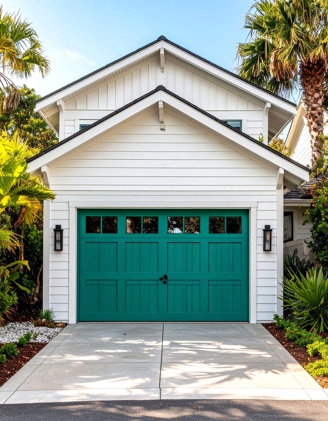 Vibrant Teal Garage Door - 30 garage door paint ideas