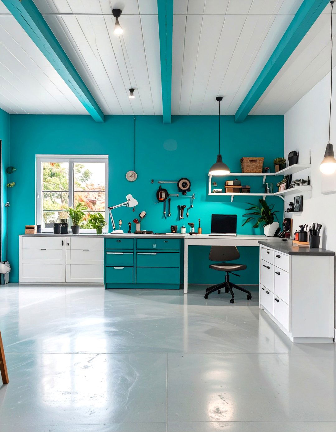 Vibrant Teal for a Pop of Personality - 30 garage wall paint ideas