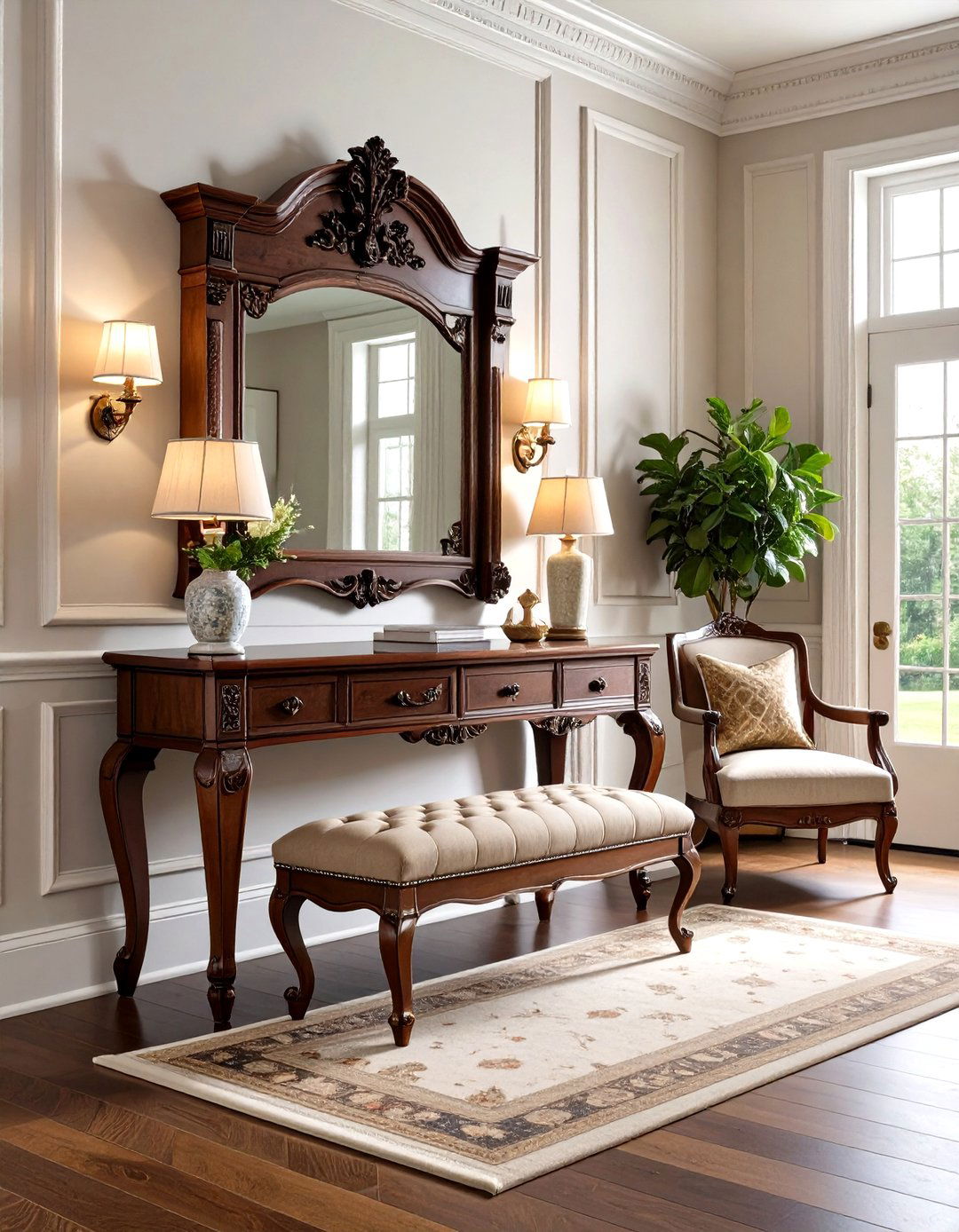 Victorian Inspired Entryway Hall Tree - 30 foyer furniture ideas