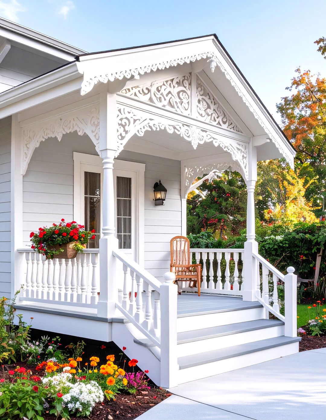 Victorian Inspired Gingerbread Porch - 30 single wide mobile home porch ideas