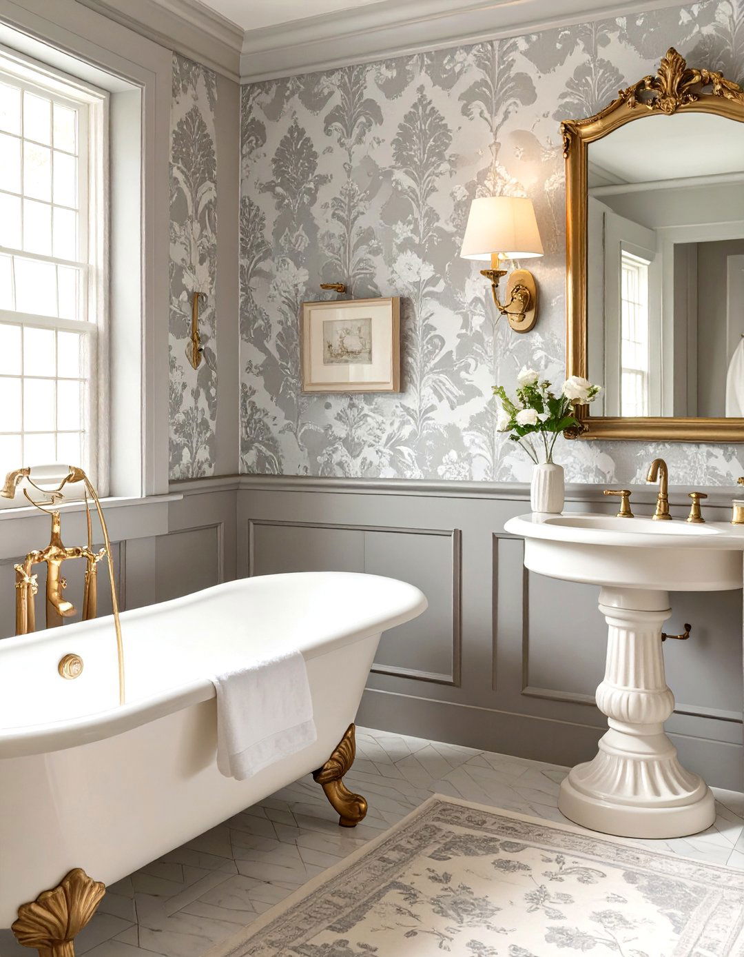 Victorian Inspired Grey Bathroom - 30 grey bathroom ideas
