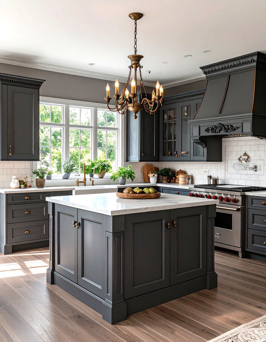 Victorian Inspired Grey Kitchen - 30 grey kitchen cabinets ideas