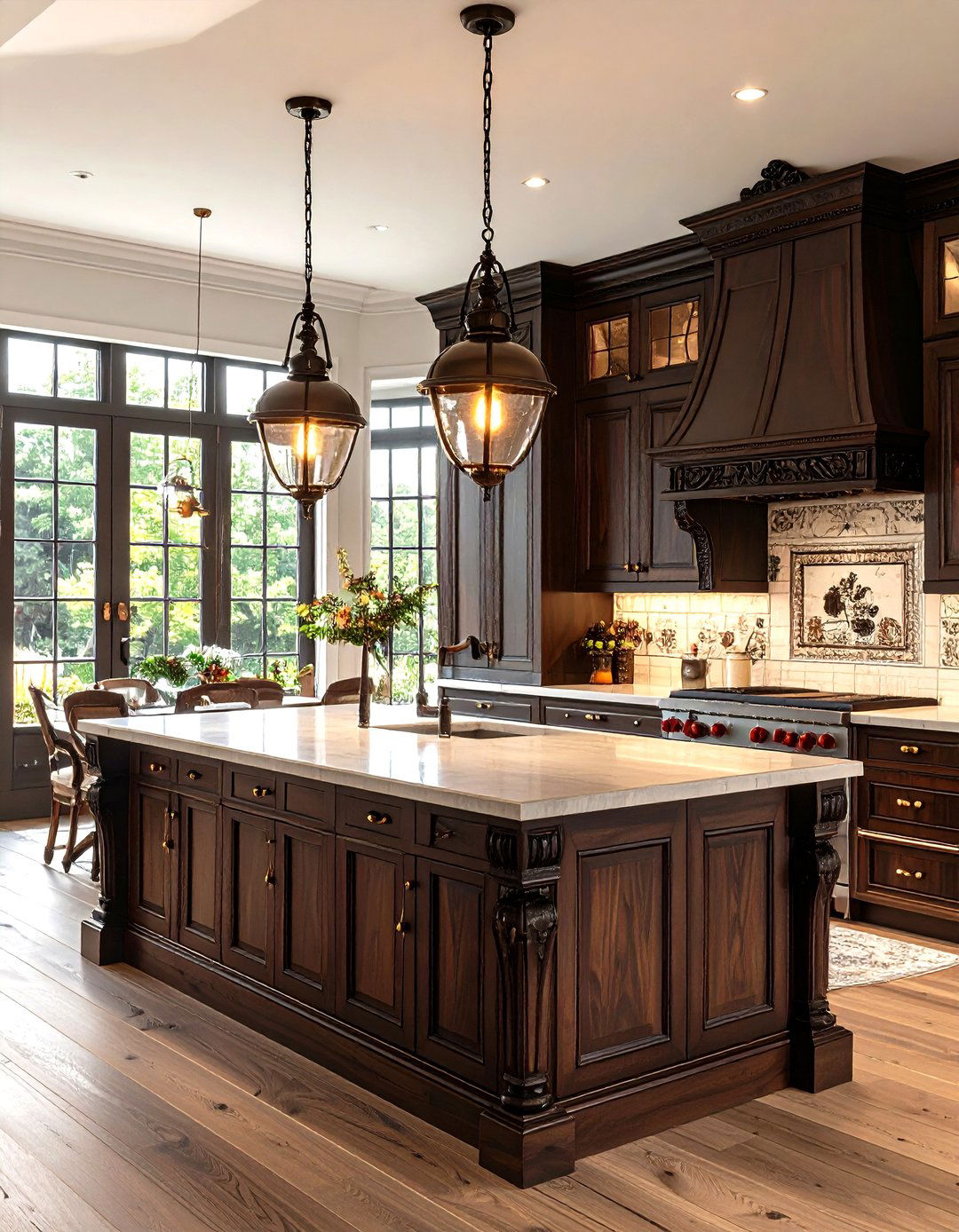 Victorian Kitchen with Gaslight Style Pendants - 30 kitchen island pendant lighting ideas