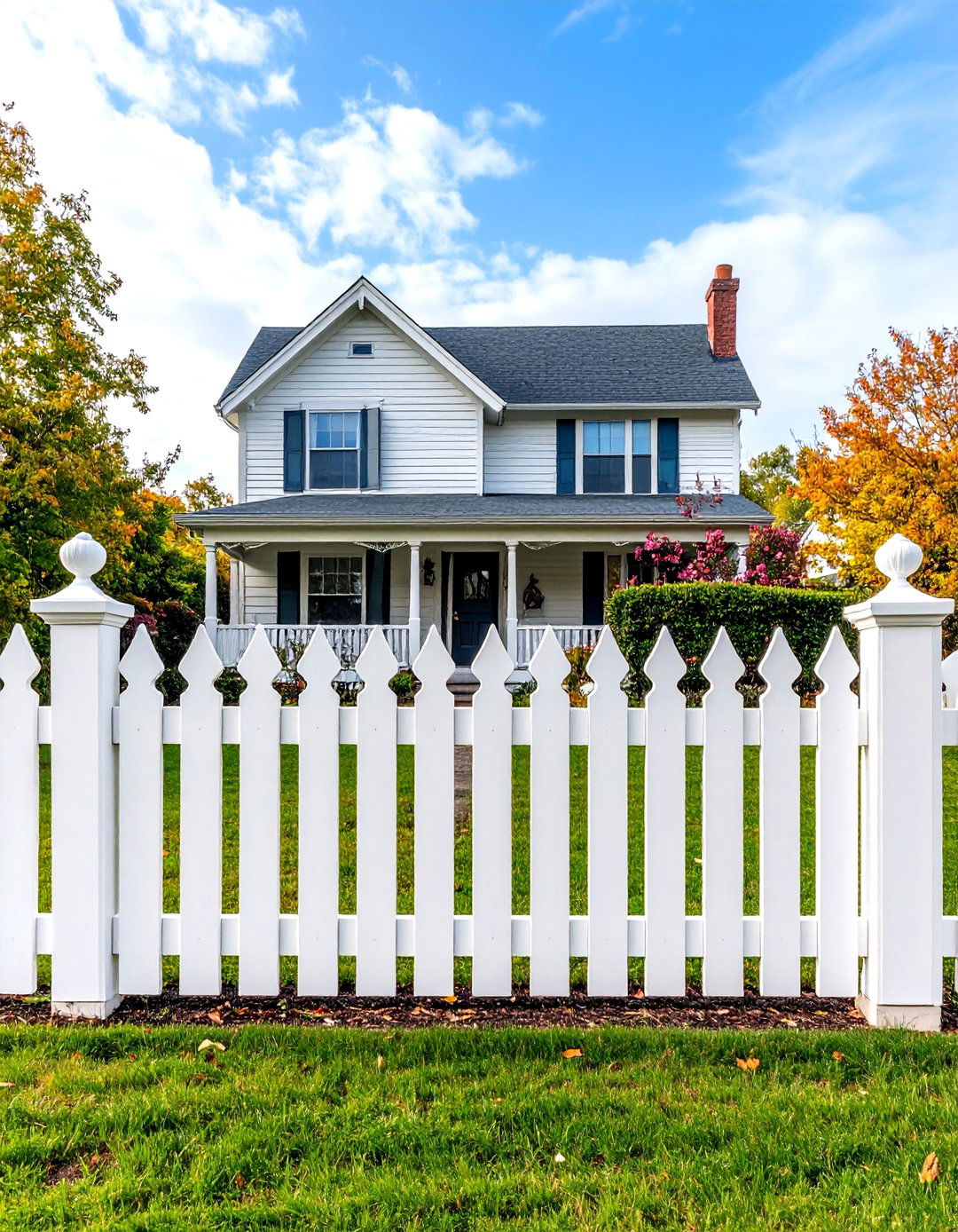 Victorian Style Picket Fence with Intricate Details - 30 front yard fence ideas with driveway