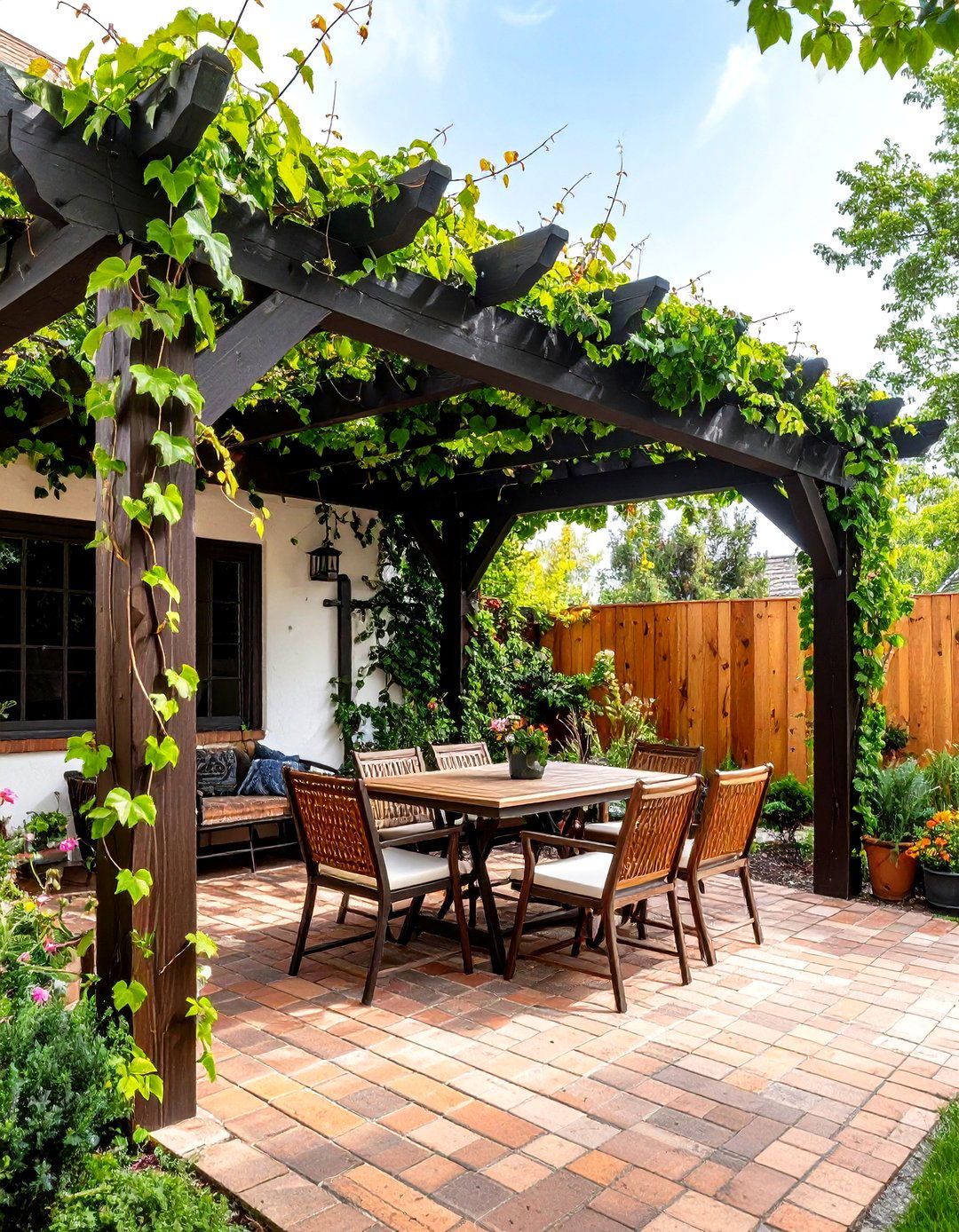 Vine Covered Trellis - 30 patio covering ideas
