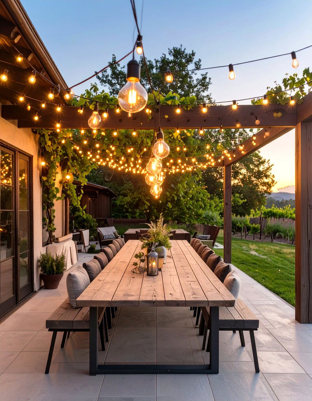 Vineyard Inspired Bistro Lighting - 30 outdoor light ideas
