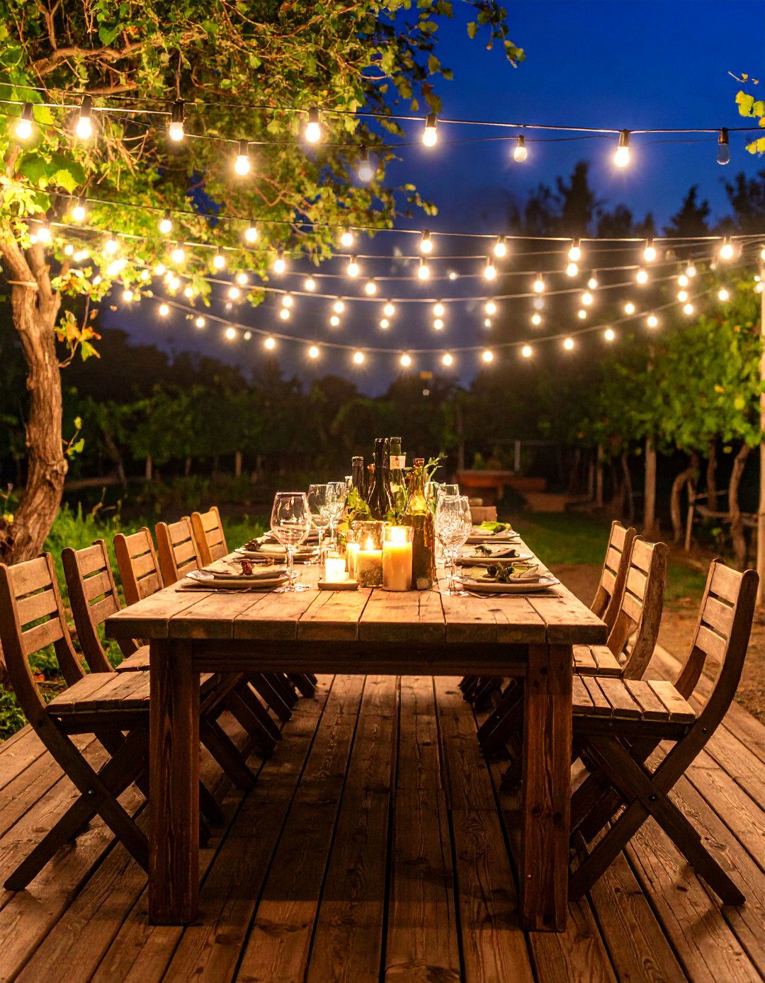 Vineyard Inspired Dining Patio - 30 backyard lighting ideas