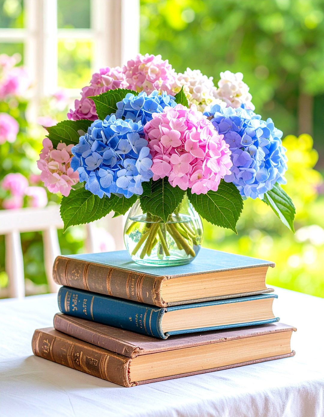 Vintage Books and Flowers - 30 kitchen table centerpiece ideas