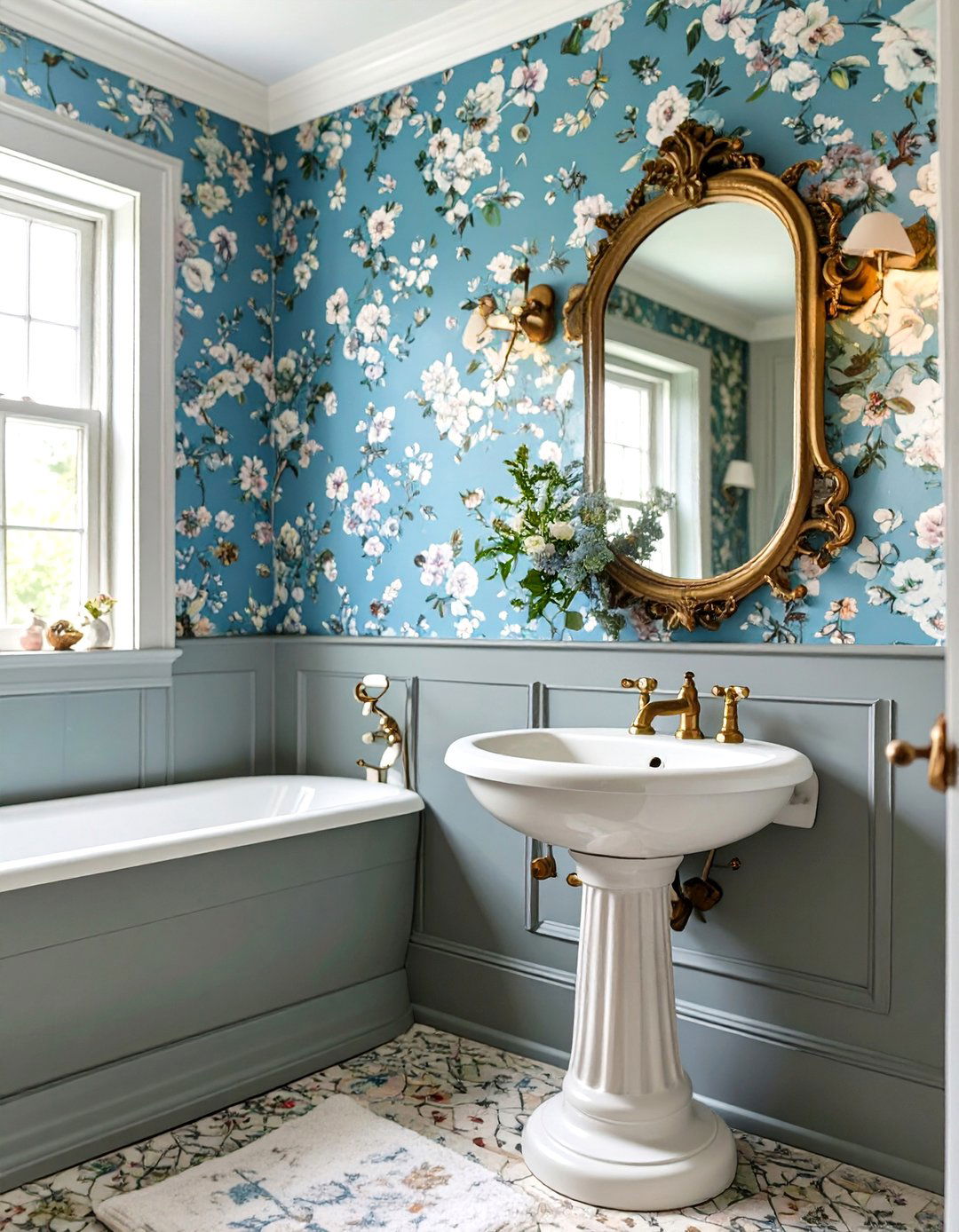 Vintage Charm with Periwinkle Blue and Dove Gray - 30 blue and gray bathroom ideas