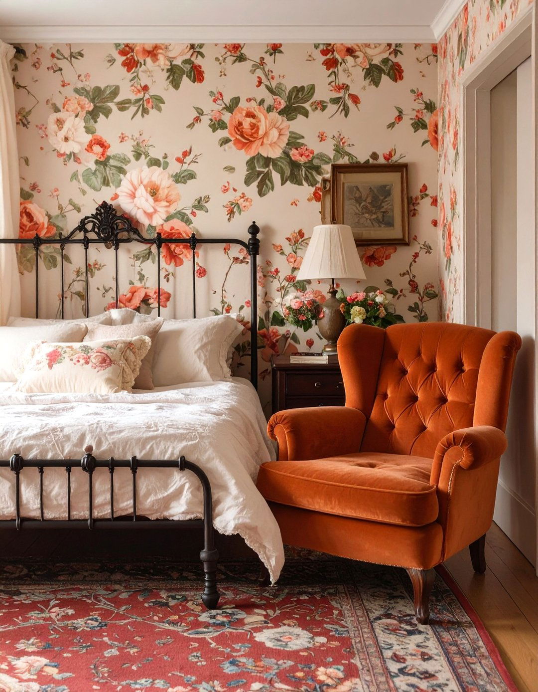 Vintage Floral Burnt Orange Bedroom - 30 burnt orange bedroom ideas