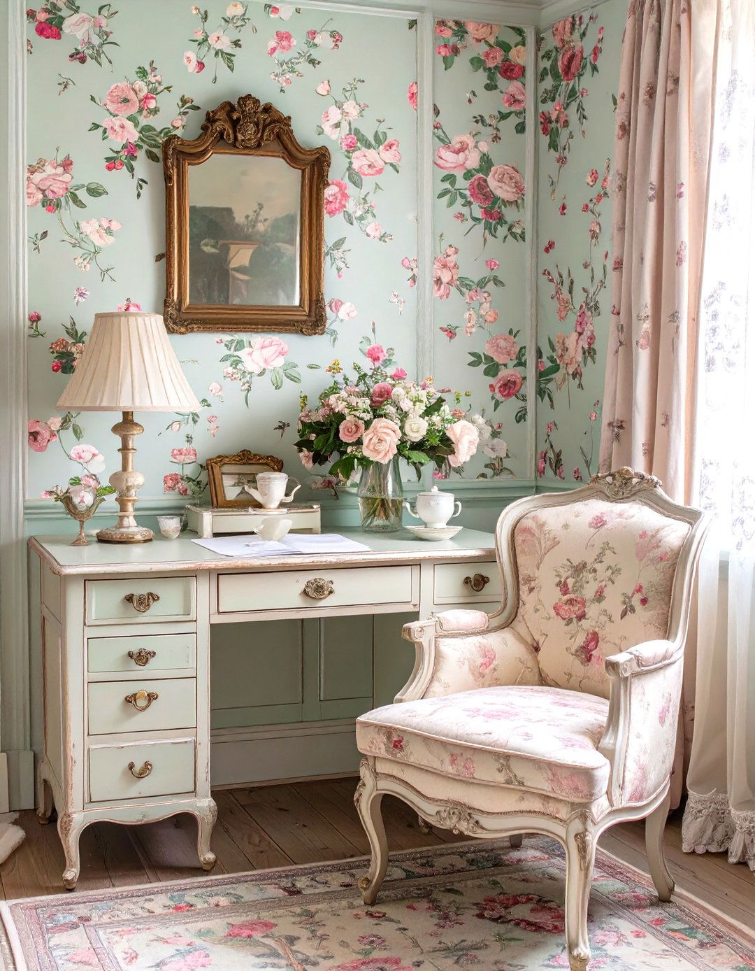 Vintage Floral Office - 30 cute office ideas