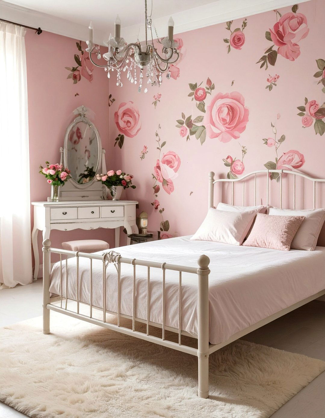 Vintage Floral Pink Bedroom - 30 cute pink girl bedroom design ideas