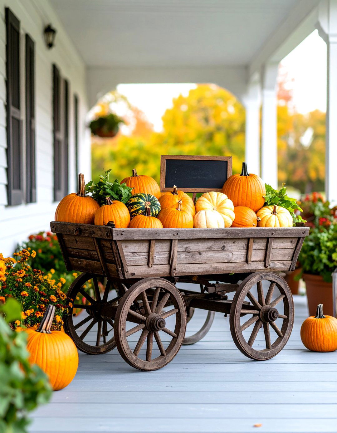 Vintage Harvest Market Porch - 30 fall porch ideas
