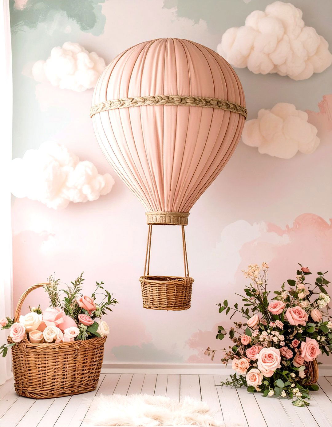Vintage Hot Air Balloon Ride - 30 baby shower backdrop ideas