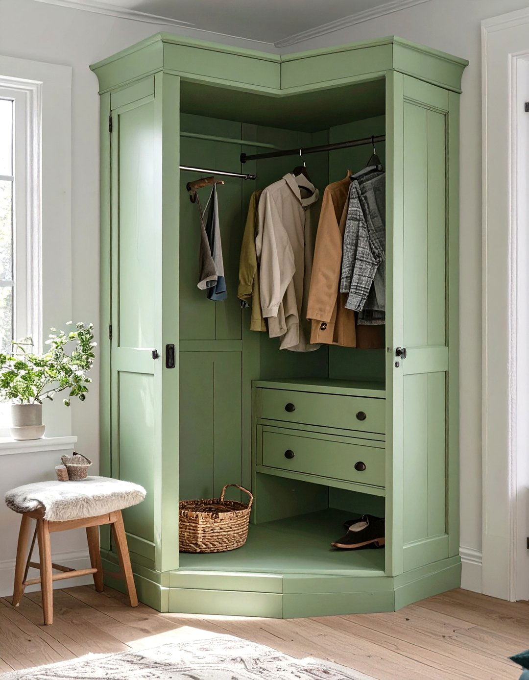 Vintage Inspired Freestanding Corner Unit - 30 corner closet ideas