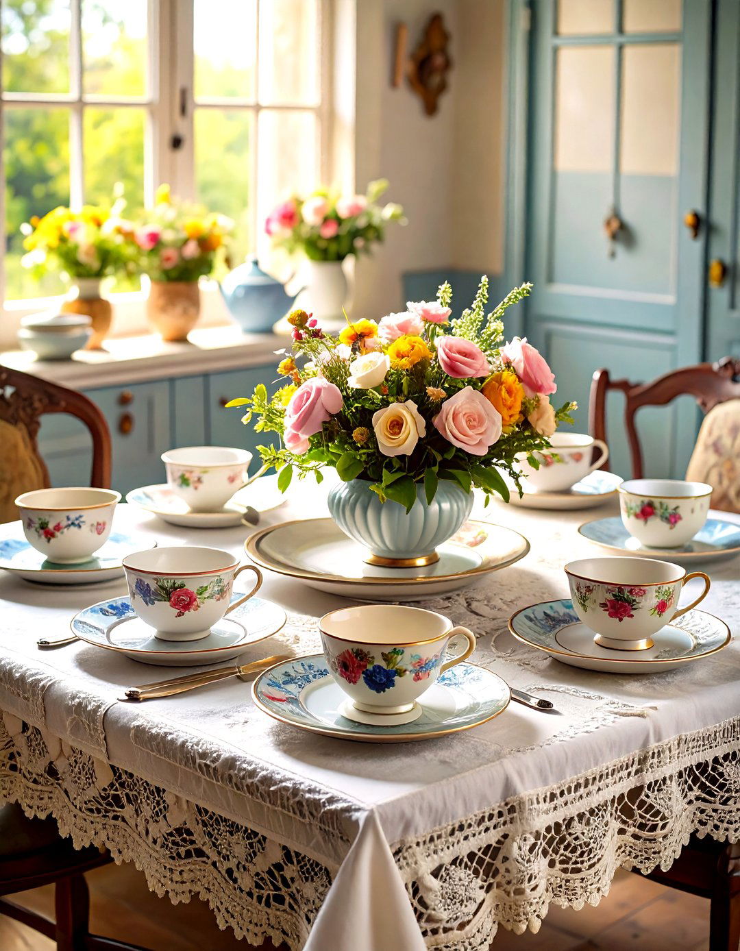 Vintage Inspired Kitchen Table Setting - 30 kitchen table decor ideas