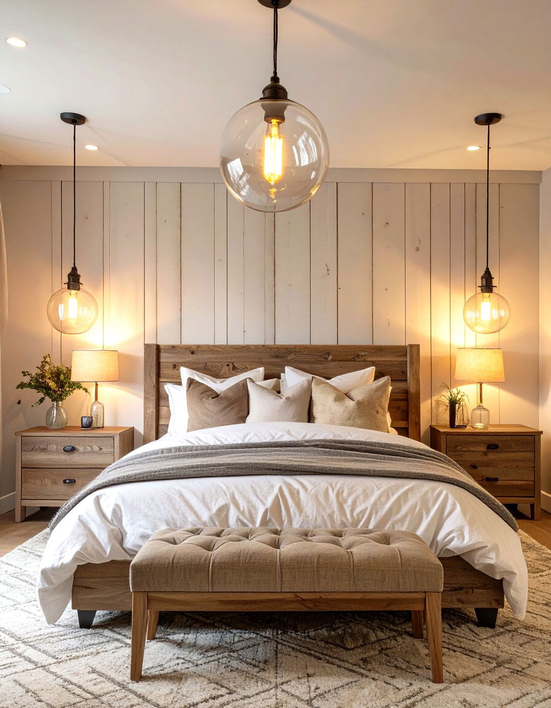 Vintage Inspired Lighting - 30 modern farmhouse bedroom ideas