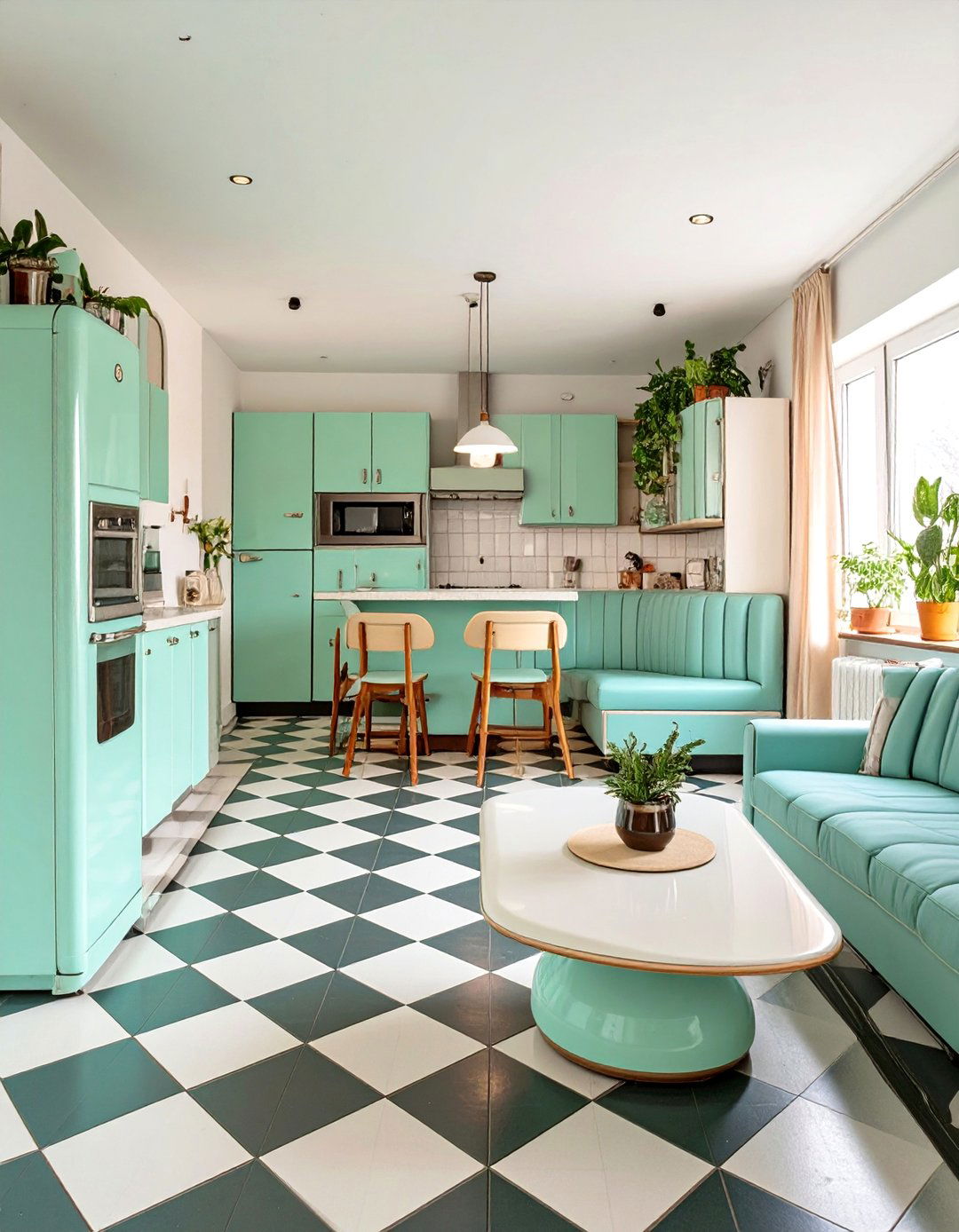 Vintage Inspired Retro Kitchen - 30 open kitchen living room ideas