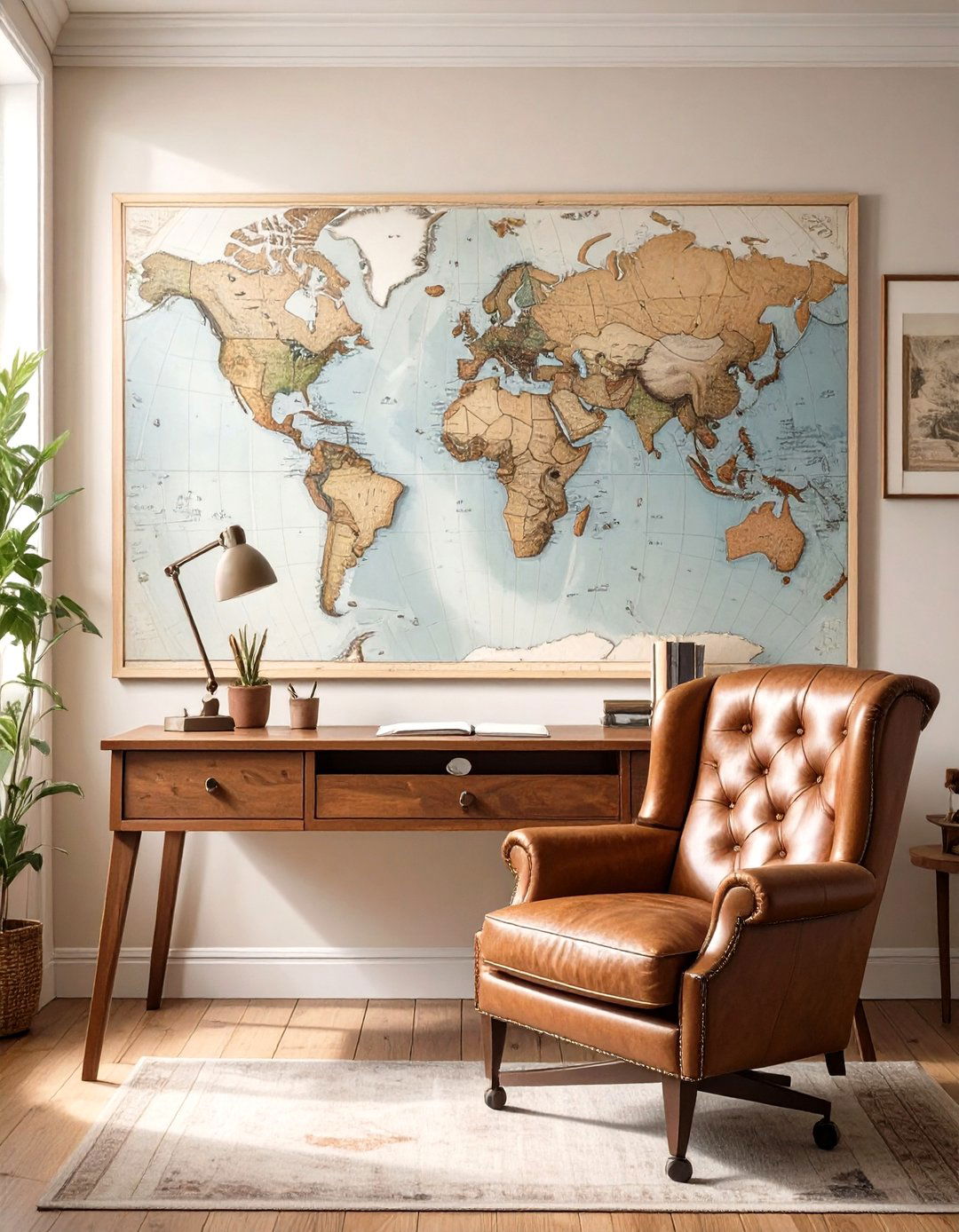 Vintage Inspired Schoolhouse Map - 30 modern farmhouse wall decor ideas
