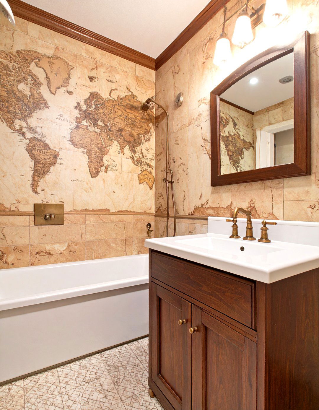 Vintage Map Half Bathroom - 30 half bathroom wallpaper ideas