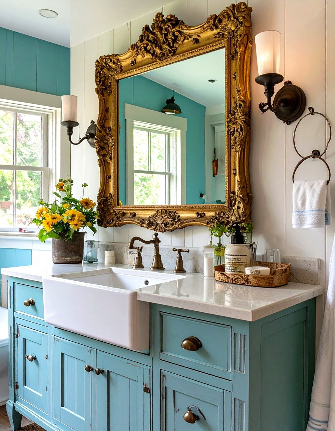 Vintage Mirror Bathroom - 30 farmhouse bathroom ideas