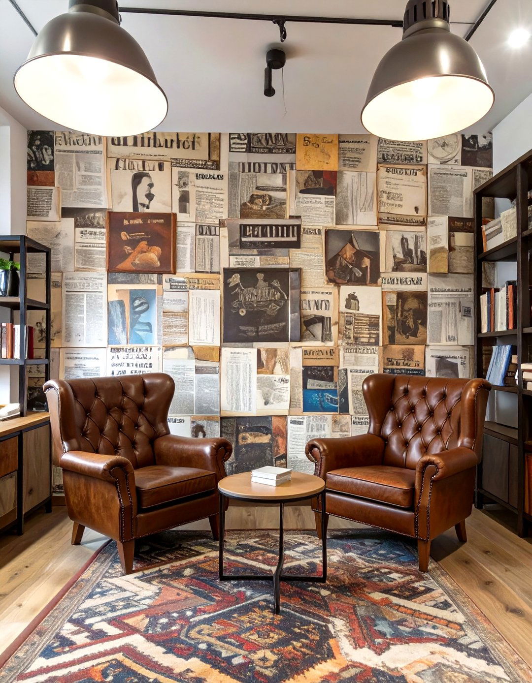 Vintage Newspaper Collage Office Wallpaper - 30 office wallpaper ideas