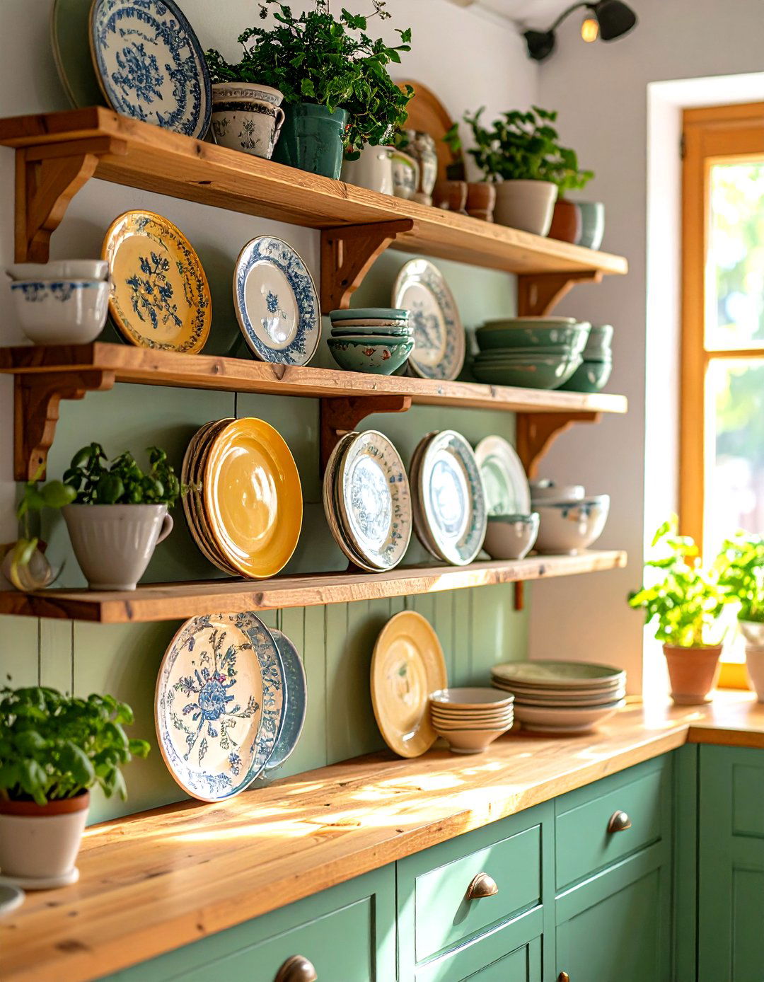 Vintage Plate Rack Kitchen Shelves - 30 kitchen shelves ideas